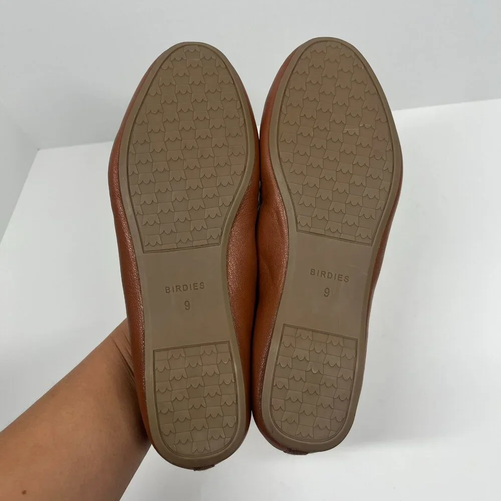 Birdies The Starling Whiskey Leather Medium Brown Comfort Sole Flat Loafers Sz 9 - Picture 4 of 7
